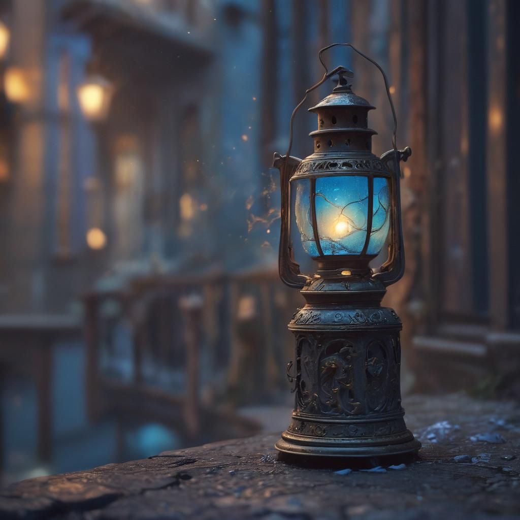 Glowing Fire Spirit in Whimsical Lantern