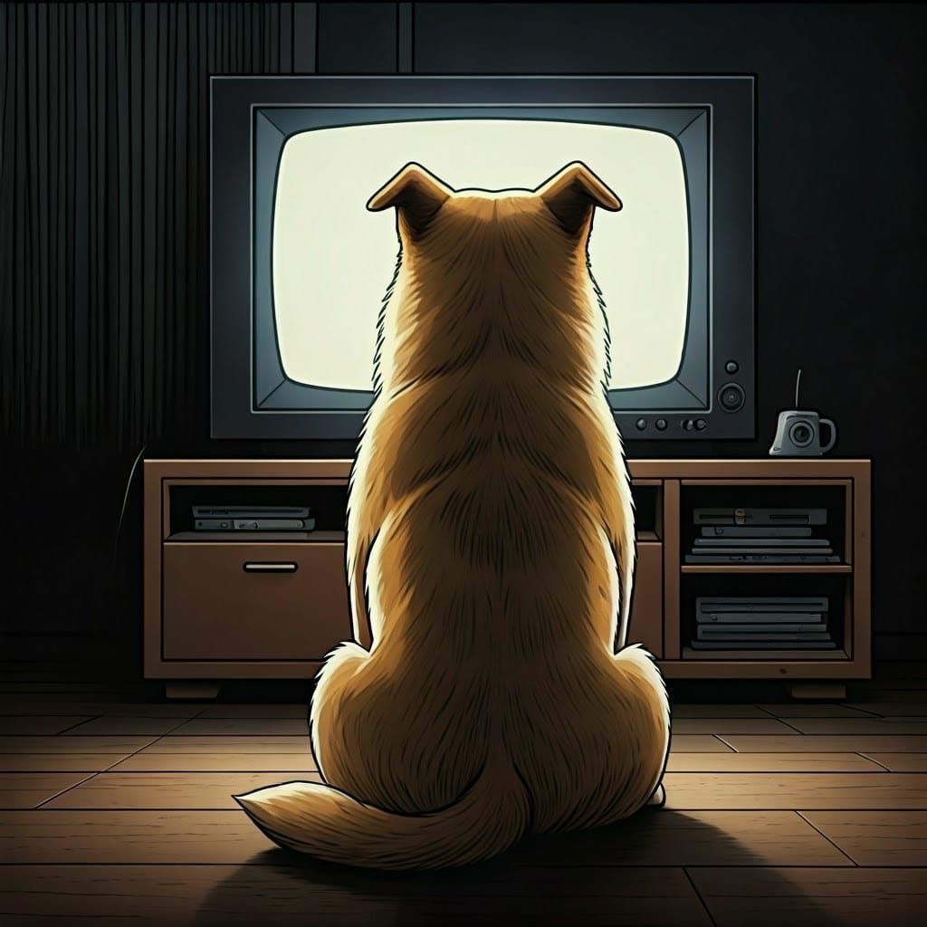 Doge Watches TV in Comic Book Art Style