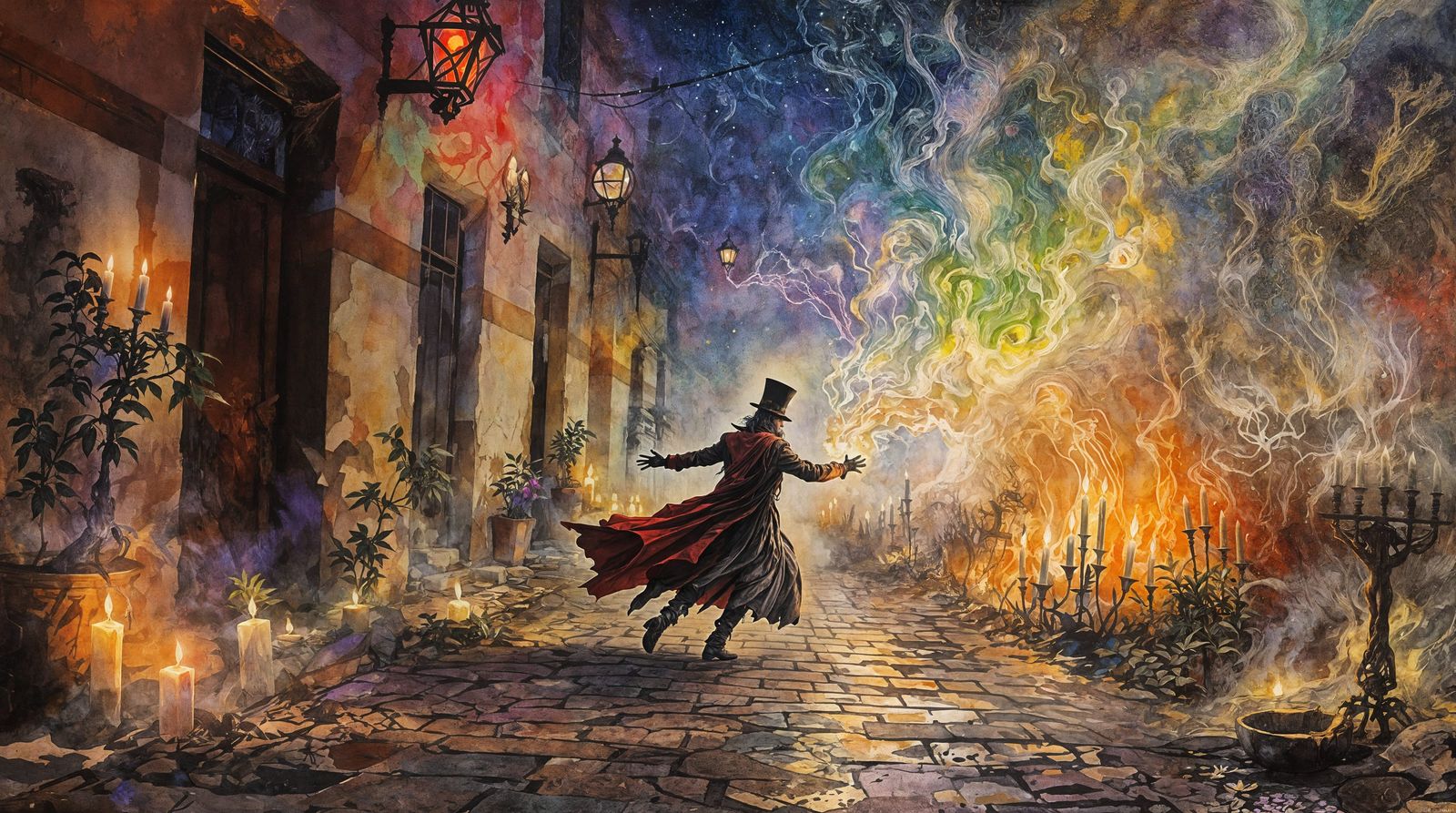 Surreal Alleyway Scene in Abstract Expressionism Style