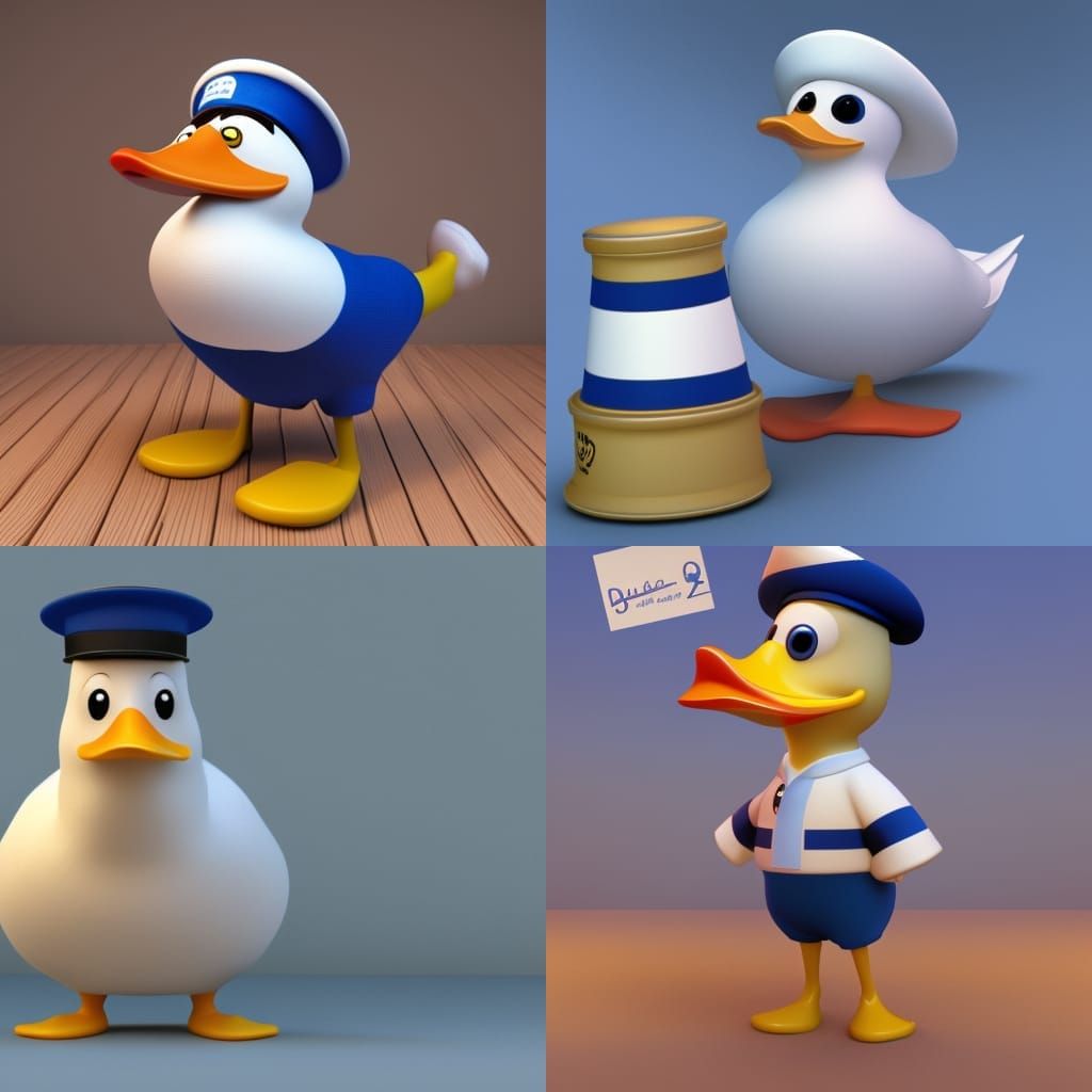 Duckling in Sailor Outfit as Pixar Style 3D Art