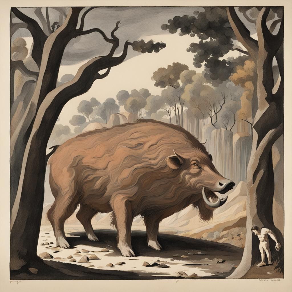 Hercules Confronts the Erymanthean Boar