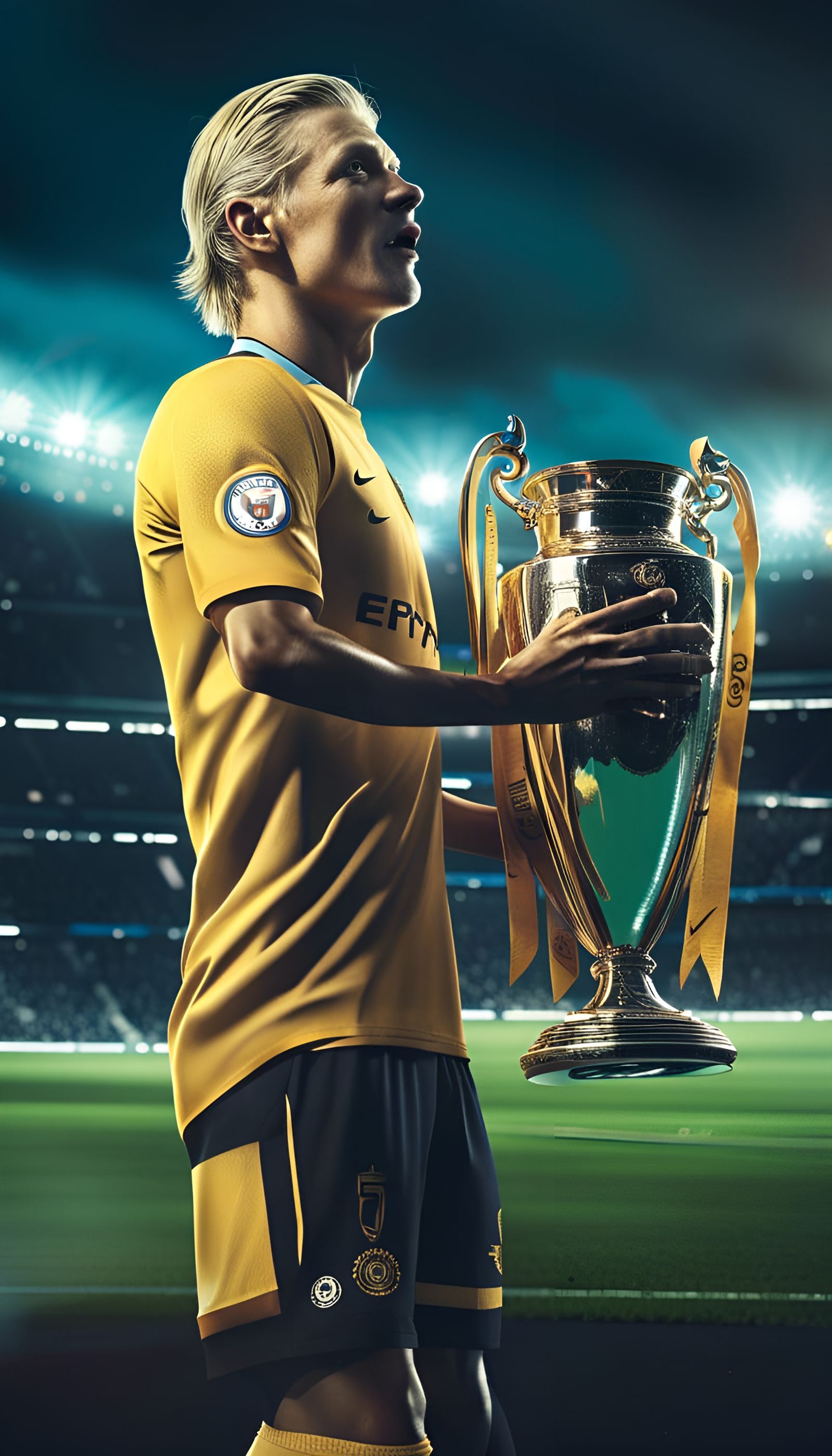 Haaland Celebrates Manchester City Victory at Sunset