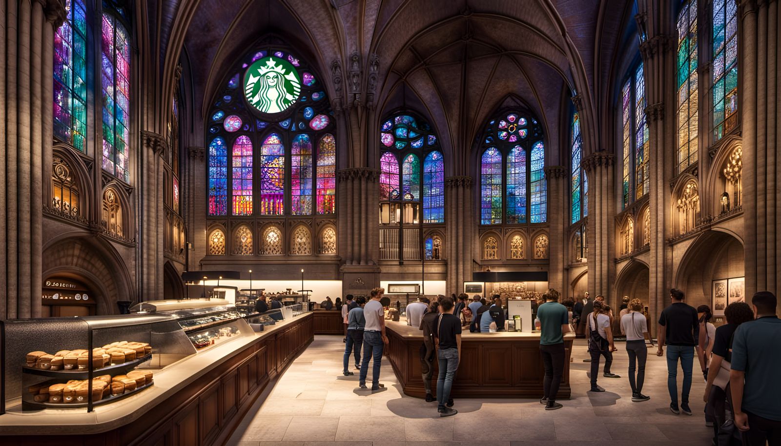 “The New Cathédrale Notre-Dame de Paris with a Starbucks Café” 01