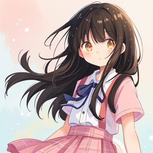 Cute Anime Girl in Pastel Shades