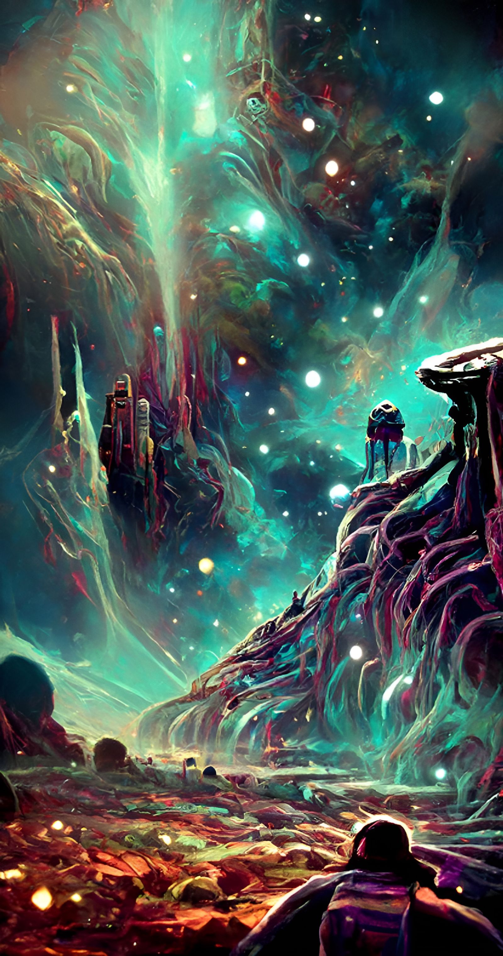 Cosmic Crystal Landscape: Dreamlike Surrealism
