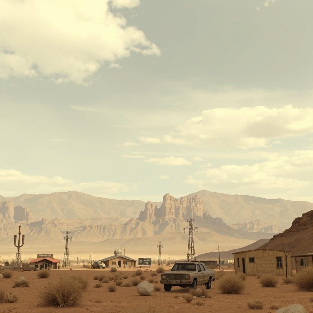 Post-Apocalyptic Mojave Wasteland Landscape