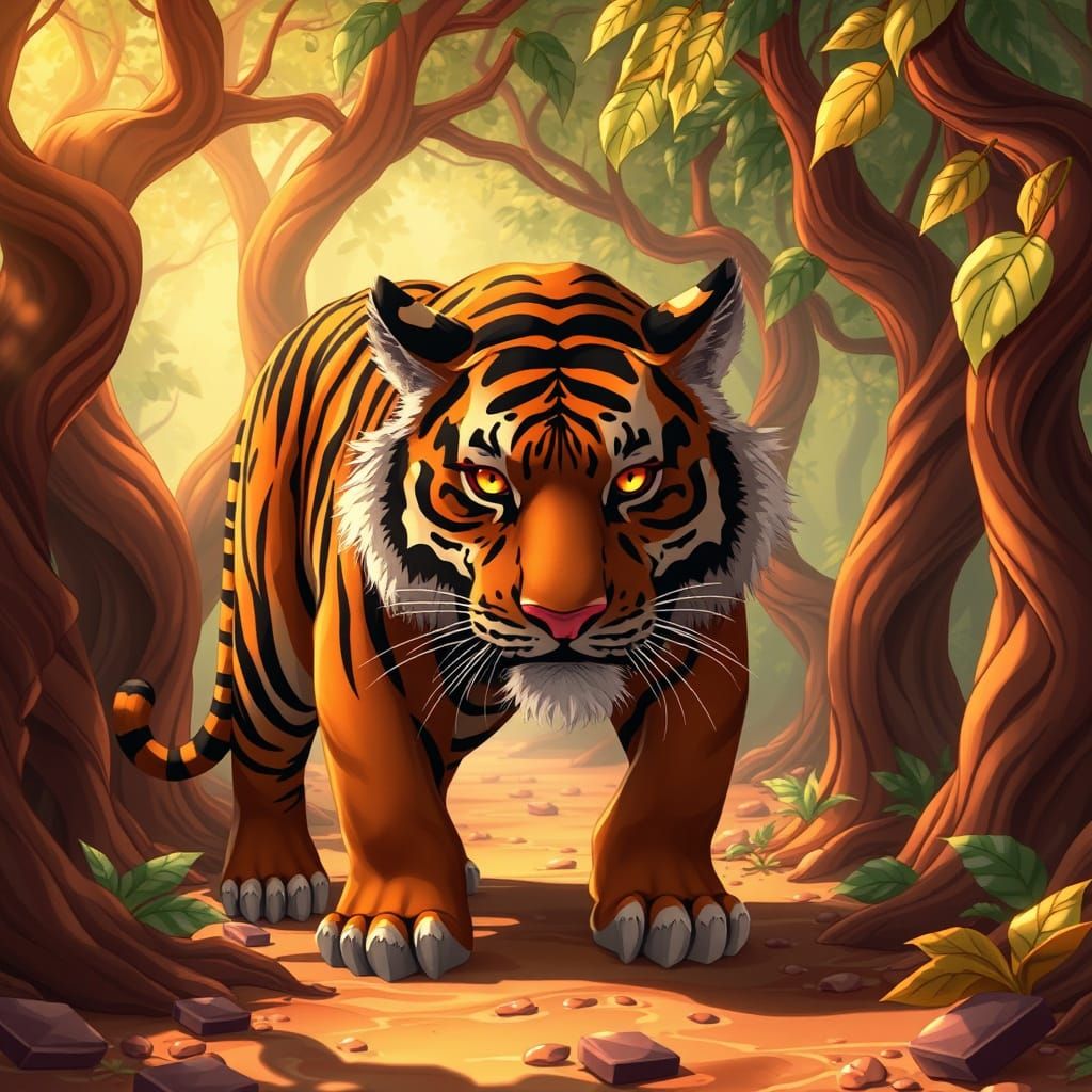 Majestic Chocolate Tiger Strolls Through Whimsical Chocolate...