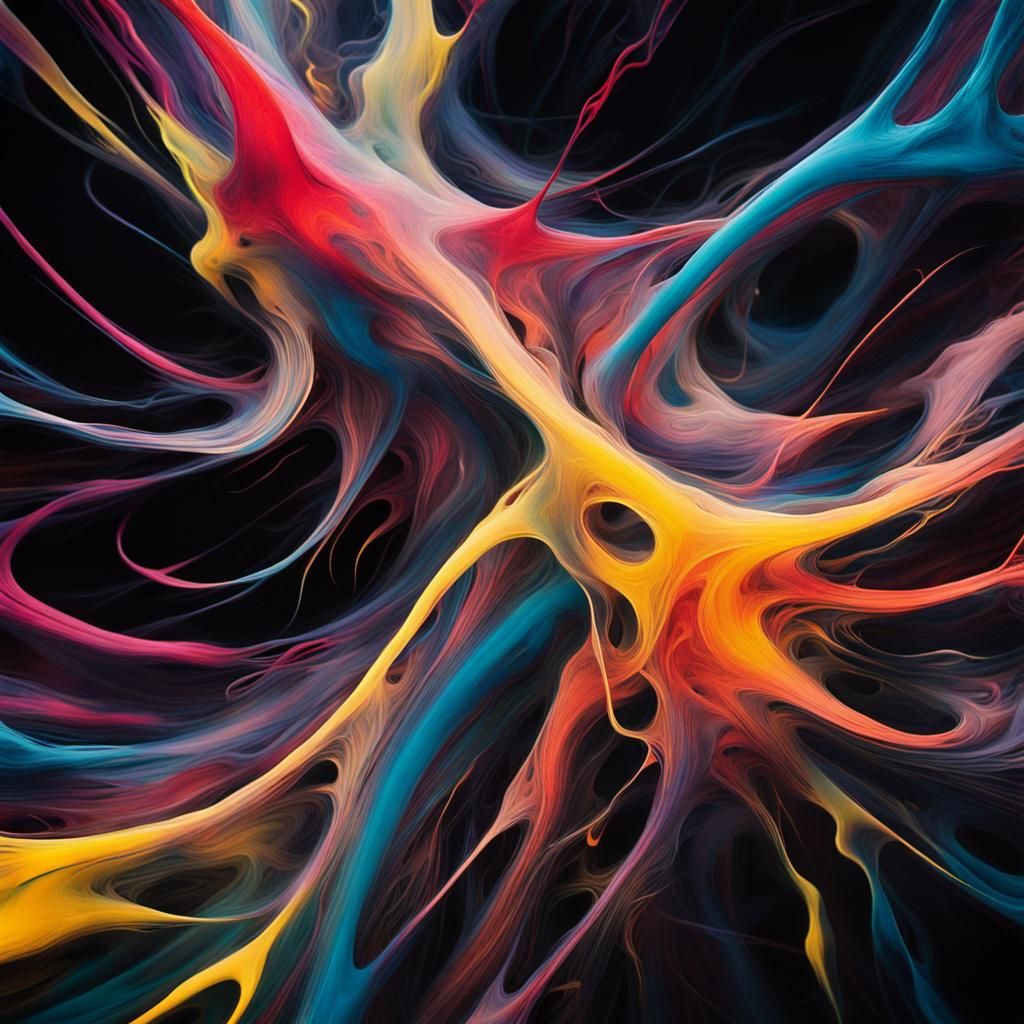 Abstract Expressionism: Swirling Neon Chaos in Close-Up