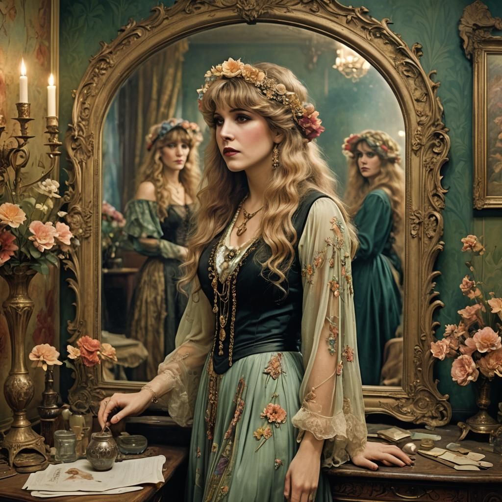 Stevie Nicks in Renoir Colors, Art Nouveau Style