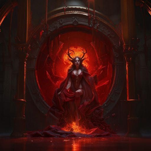 Horned Vampire Queen Emerges in Dark Fantasy Art