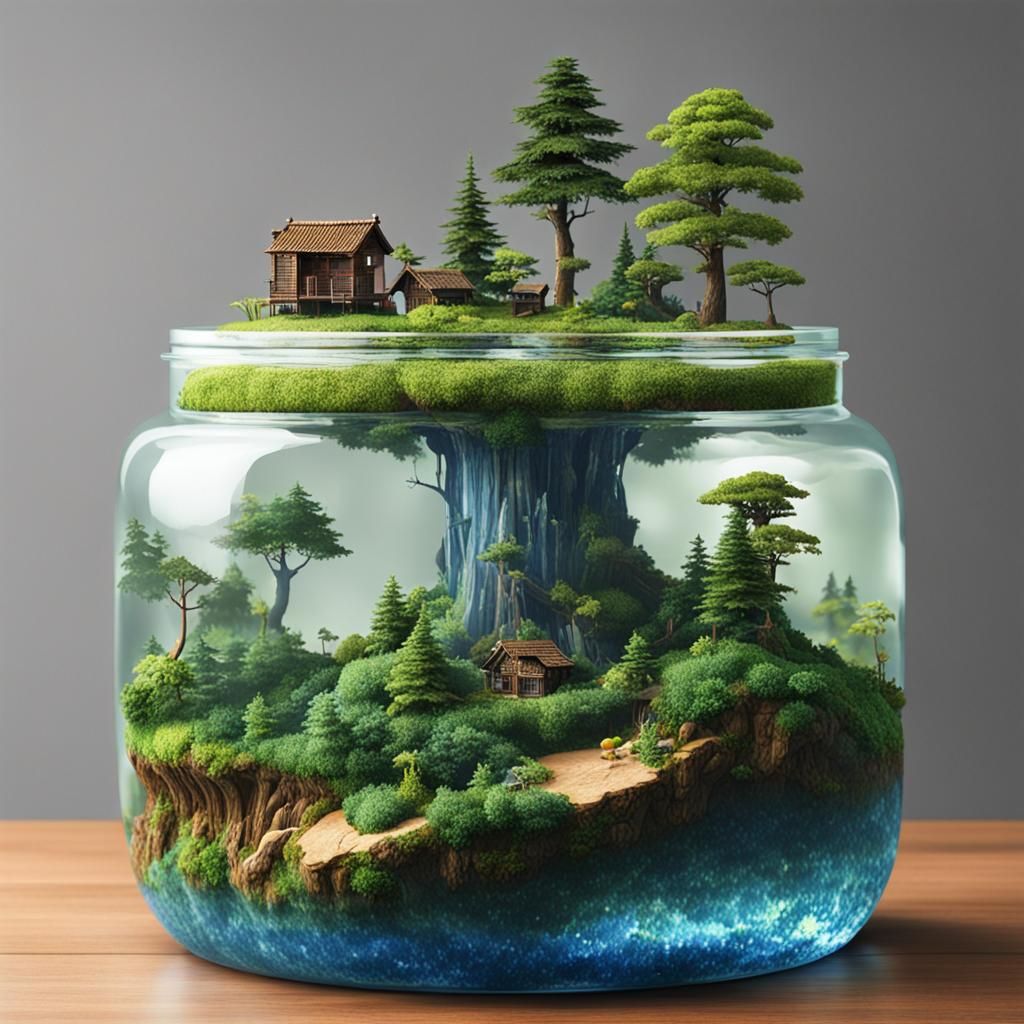 Water Forest Island in a Jar