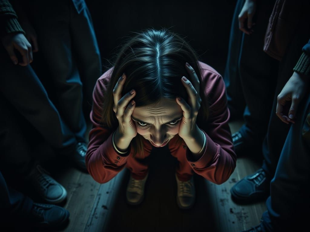 Distressed Woman in Dramatic Chiaroscuro Lighting