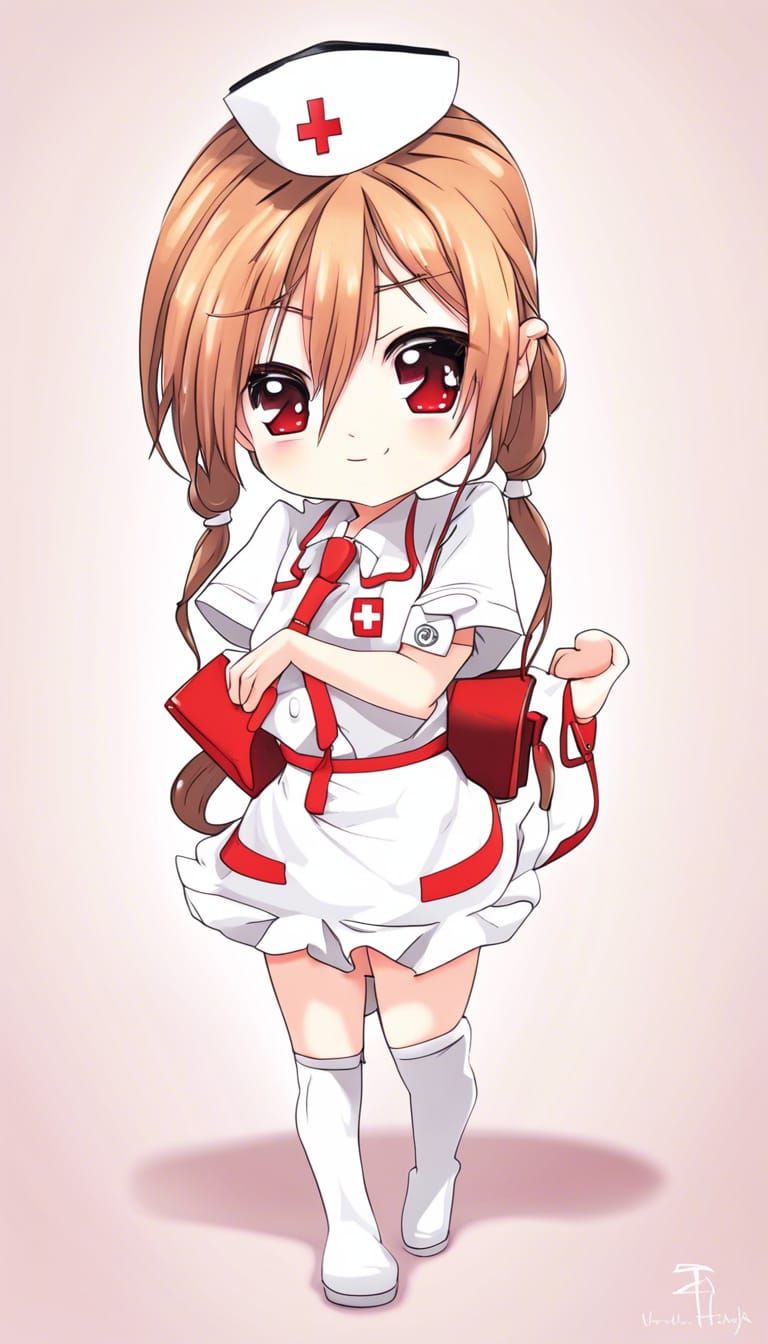 Cute Chibi Nurse in Anime Style