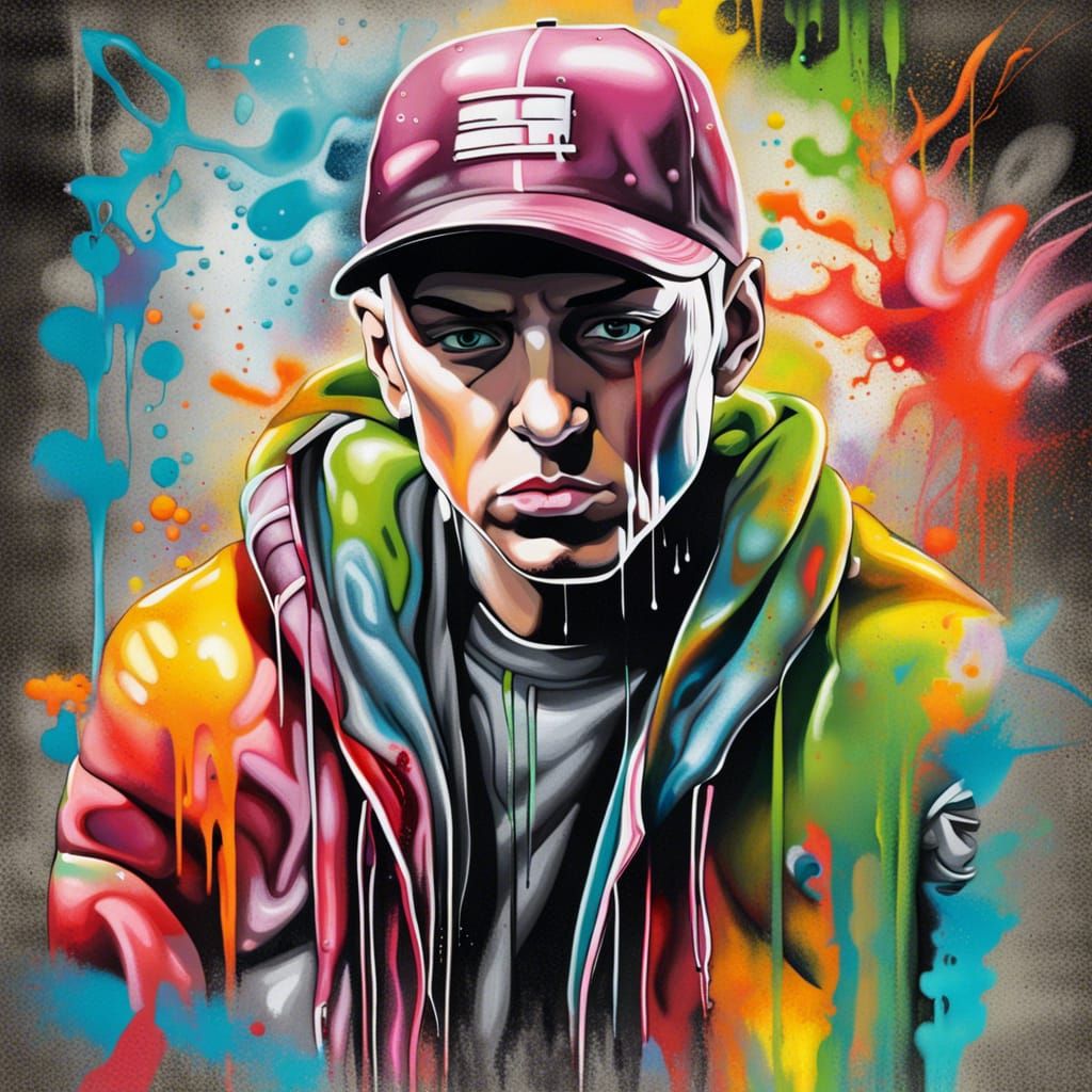 Eminem Graffiti Art in Polychromatic Splash Style