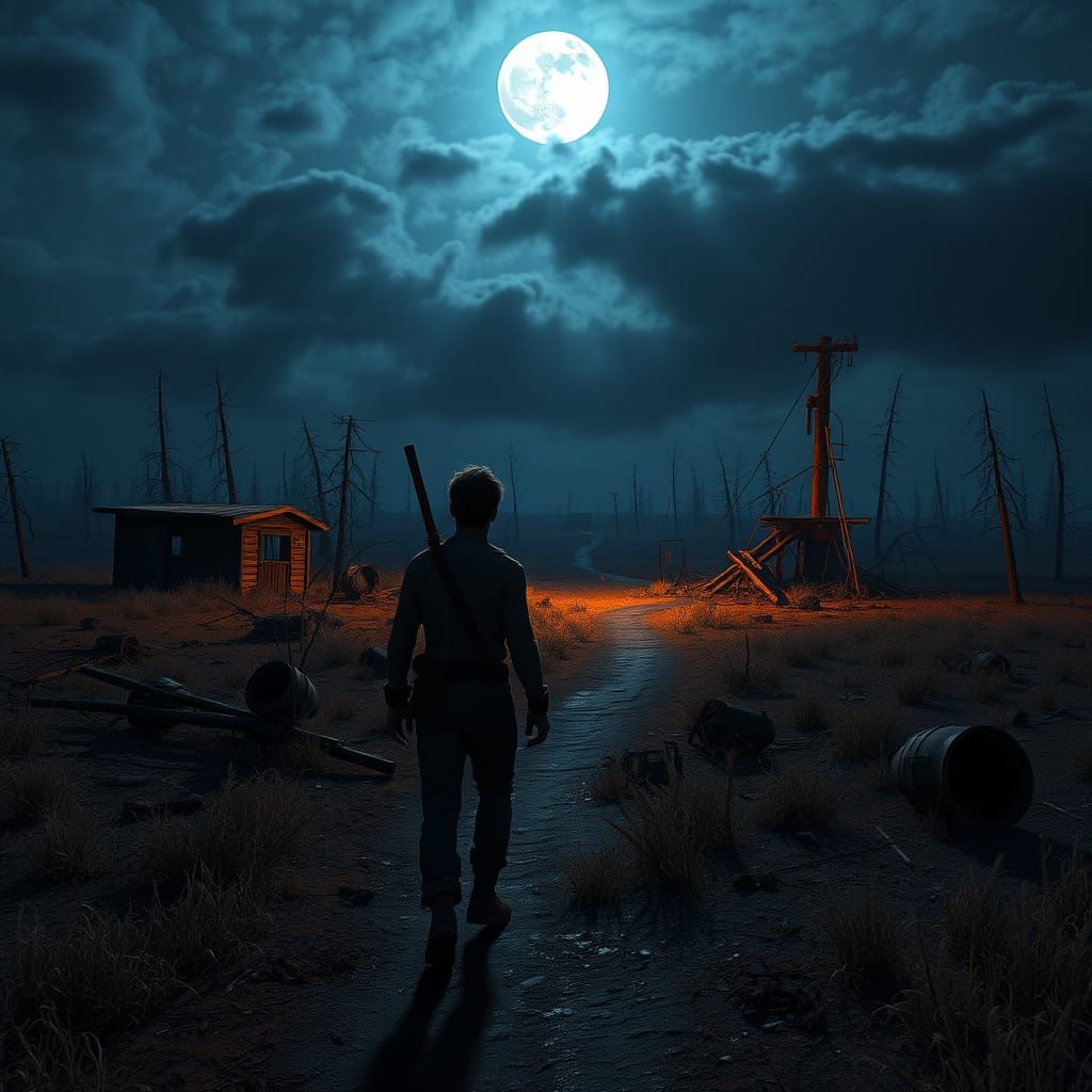Post-Apocalyptic Wanderer in Cinematic 3D Style