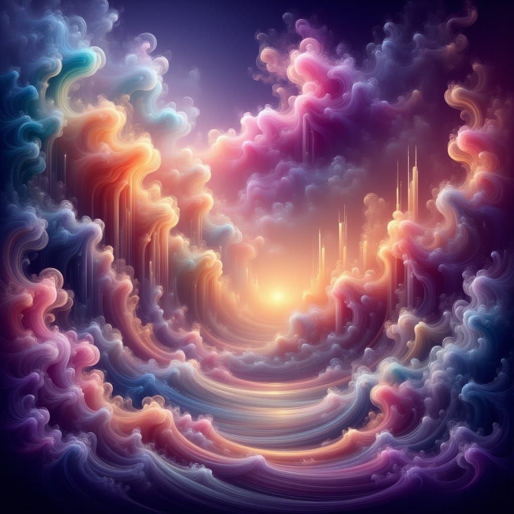 Ethereal Nebula Landscape with Cosmic Dust and Crystals