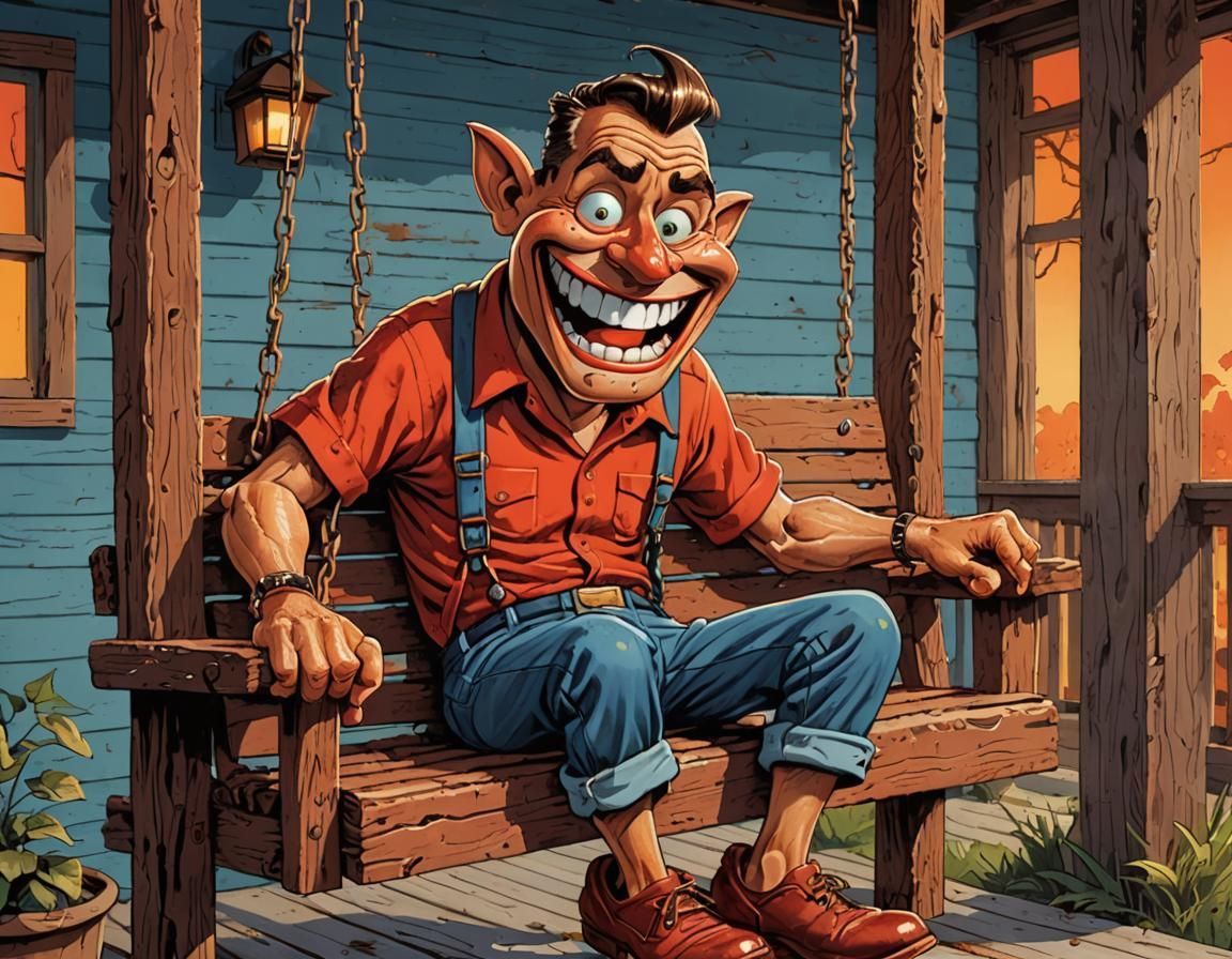 Redneck Cartoon Character in a Vibrant, Exaggerated World