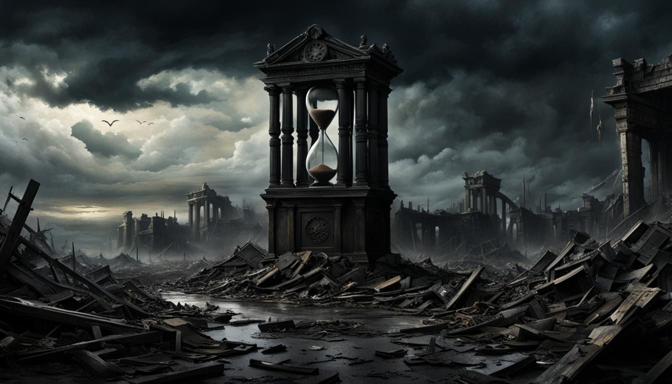 Hourglass Countdown to Apocalypse: Digital Sci-Fi Painting