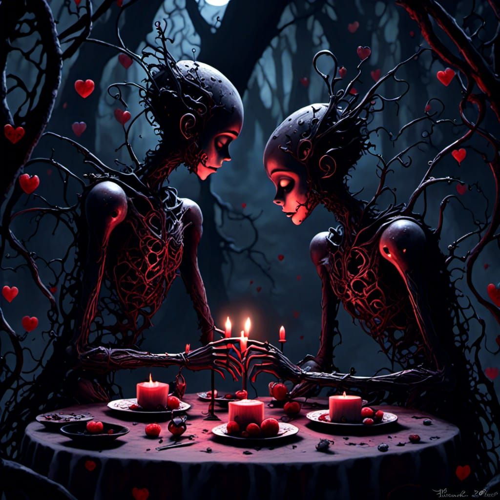 Cyborg Lovers' Romantic Dinner in Paris