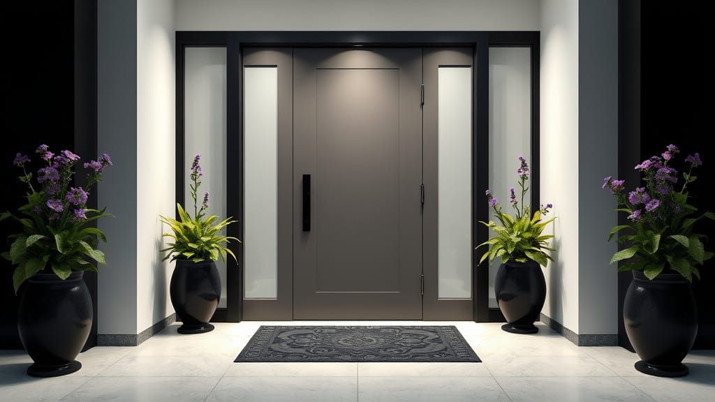 Sophisticated Modern Entrance in Dark Contrast