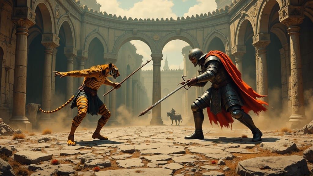 Tiger Knight Fight in a Broken Arena