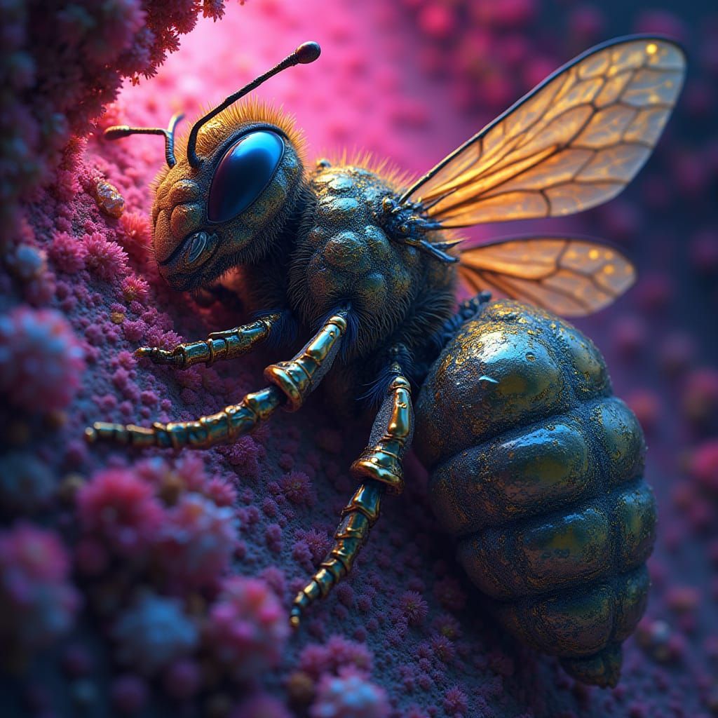 Queen Bee Sleeps in Futuristic Beehive