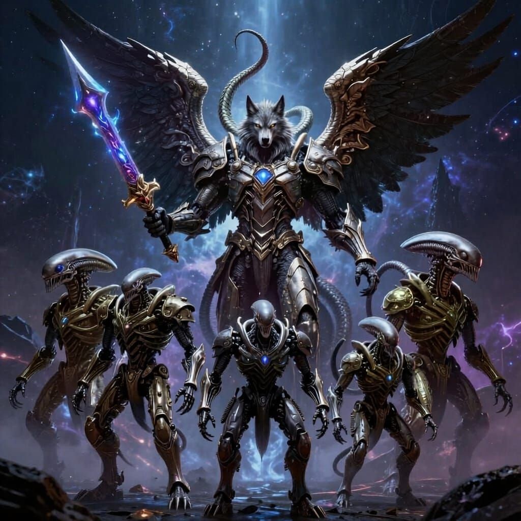 Soul Sucker Angel Squad with Wolf Serpent Creature