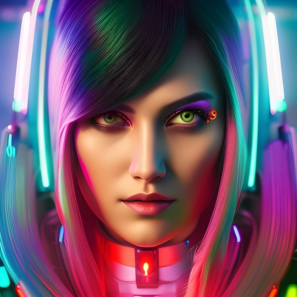 Cyberpunk Girl Portrait in Hyper-Realistic Style