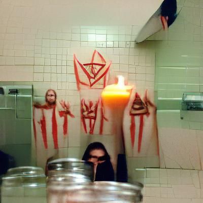 Eerie Cult Ritual Captured in Bathroom Photograph