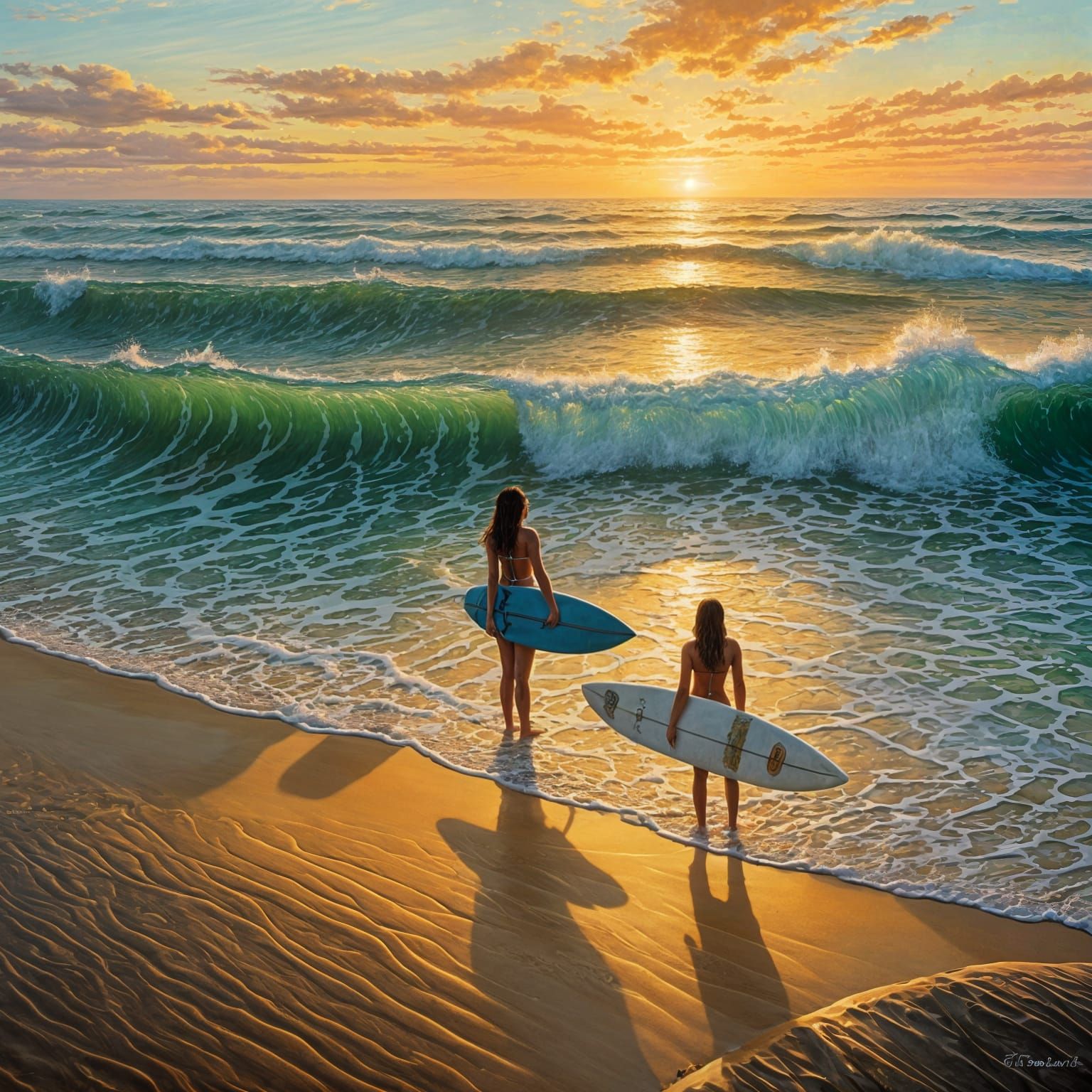 Hyperrealistic Thai Beach Scene with Surfer