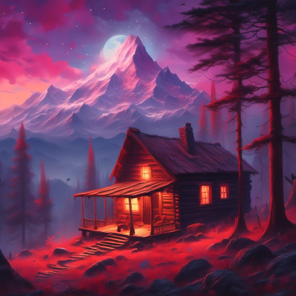 <lora:Prehistoric:1.0> A Ruby Star Cabin