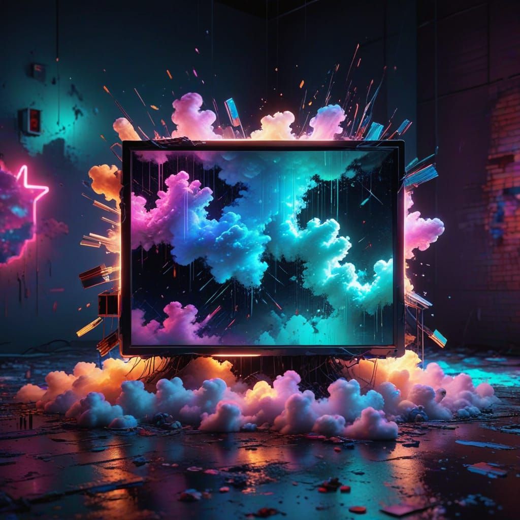 Vibrant Neon Dreamscape in Hyper-Realistic Digital Art
