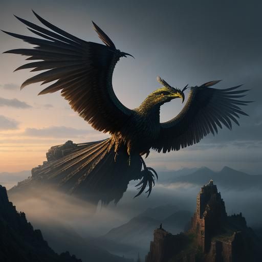 Hydra-like Bird in Digital Matte Painting Style