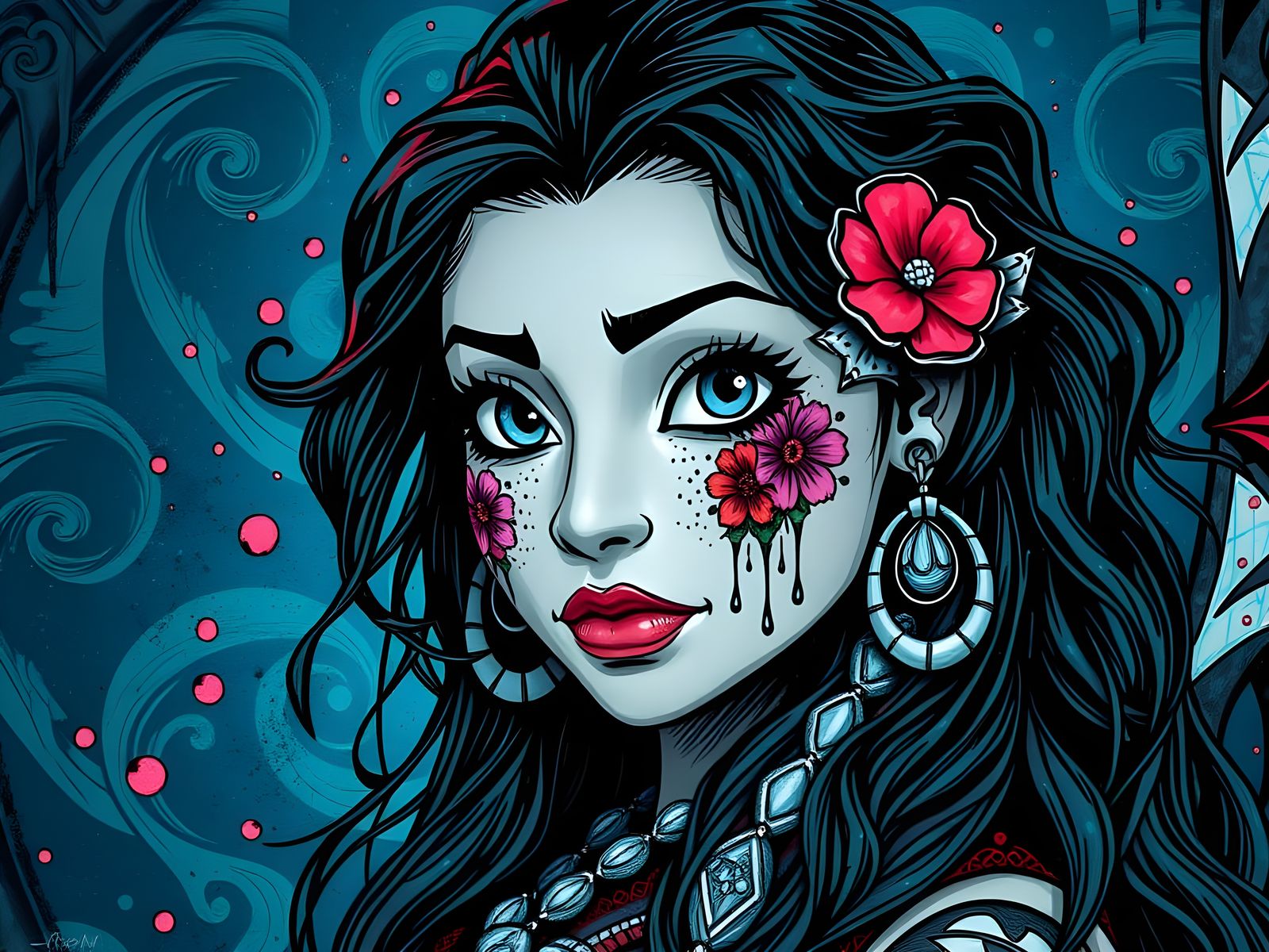 Ethereal Disney Princess Moana in Vibrant Calligraphy Art