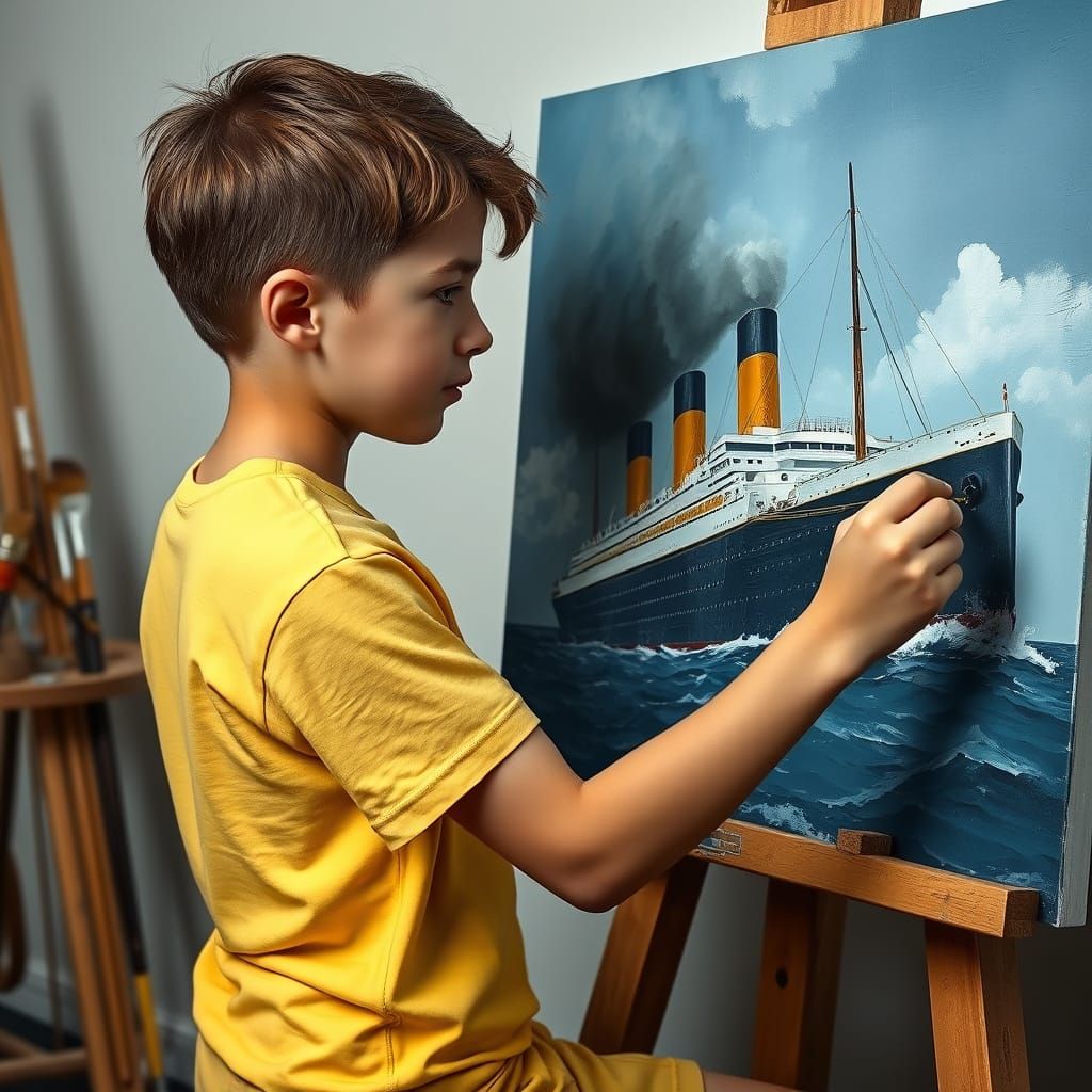 Boy Paints Titanic: Photorealistic Digital Art
