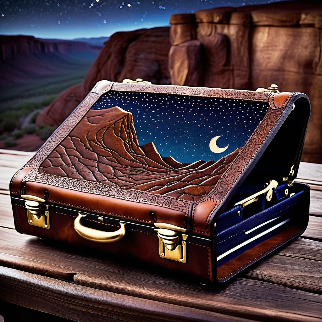 Leather Journal Under Starry Sky in Vintage Style