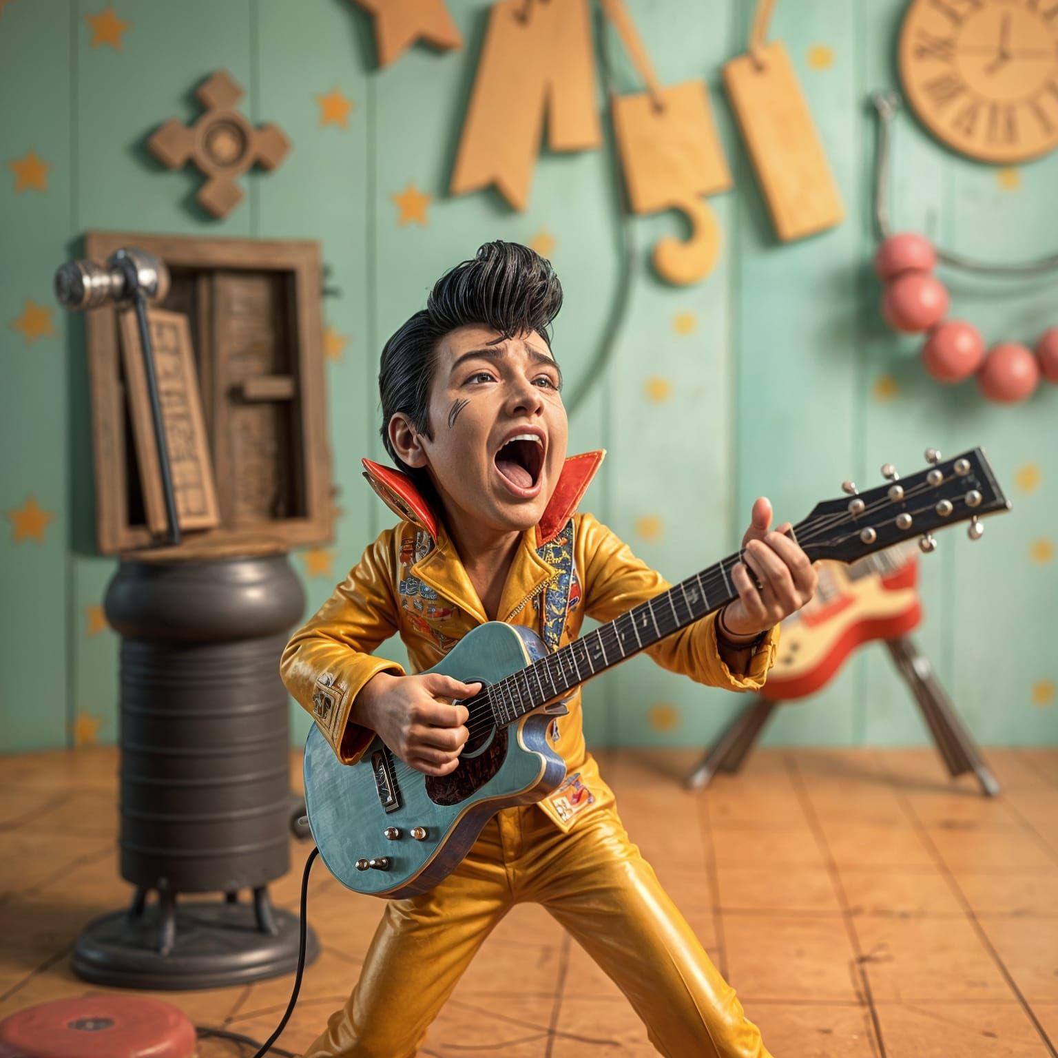 Colorful Clay Elvis Singing Jailhouse Rock