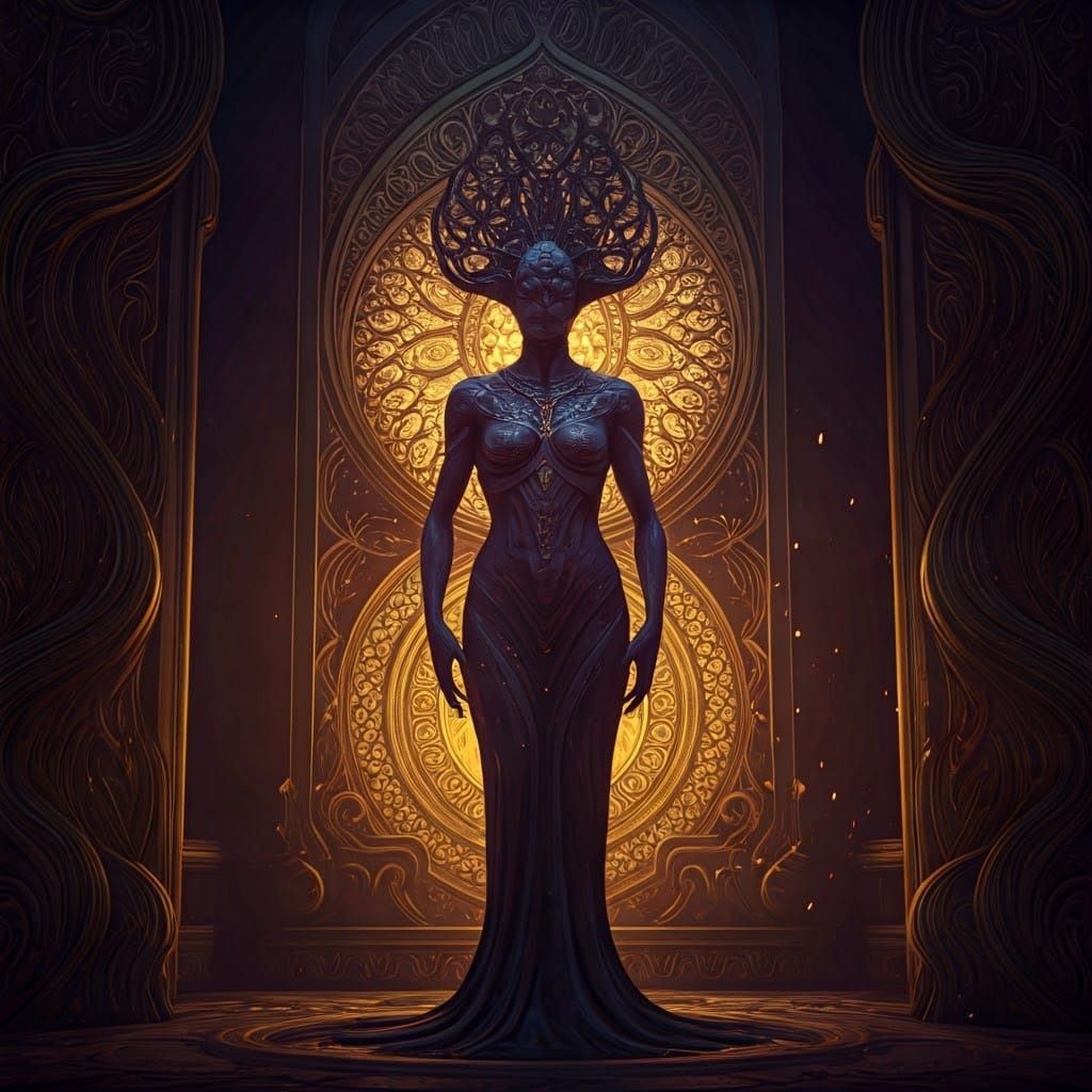 Androgynous Kalliope: Dark Fantasy Art Nouveau Portrait