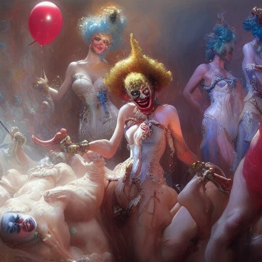 Creepy Circus: Mass Murdering Clowns in Oil Painting