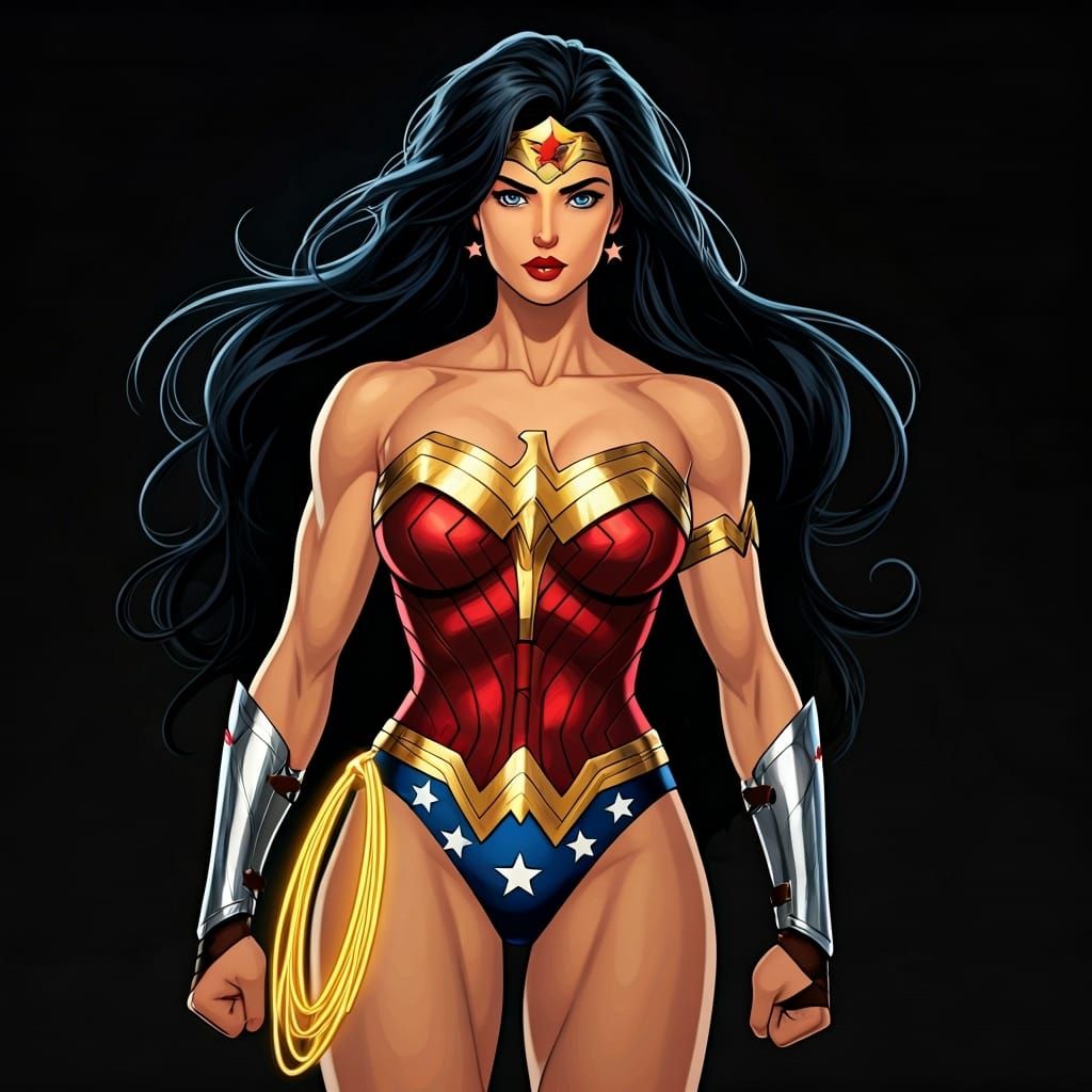 Wonder Woman Comic Book Art in Cel-Shaded Style
