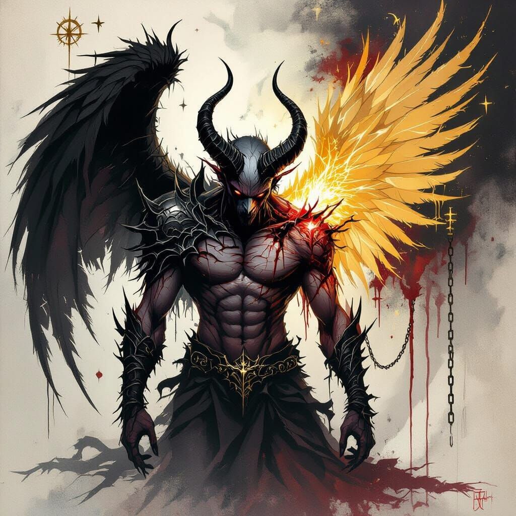 Tormented Demon's Metamorphosis into Angelic Being