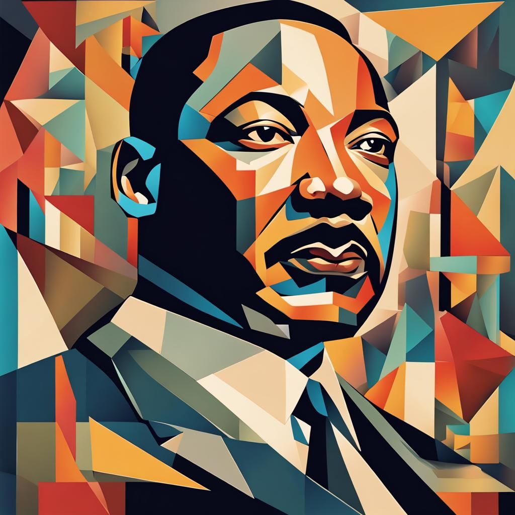 Martin Luther King in Geometric Cubism Style