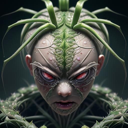 Anthropomorphic Spider Plant Crying: Macro Photograph