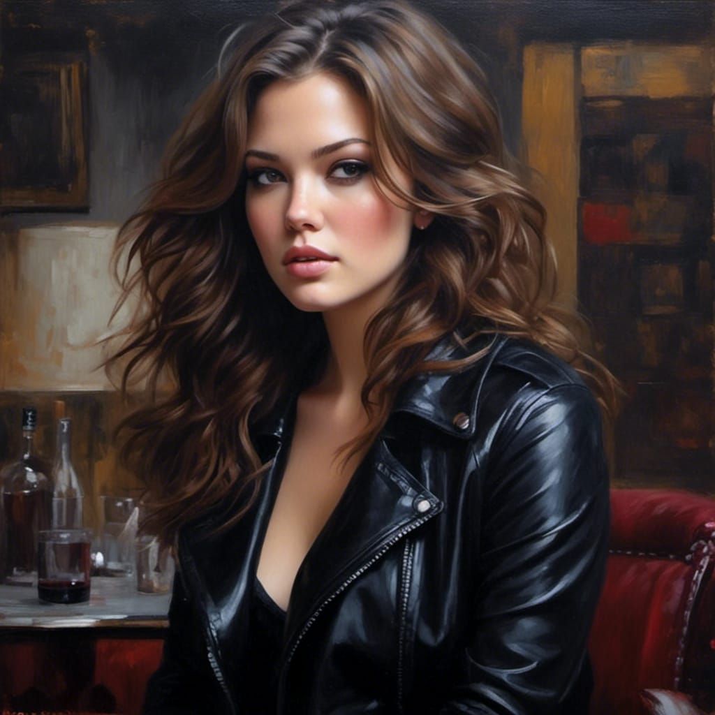 Beautiful Woman with Expressive Eyes in Mixed Media