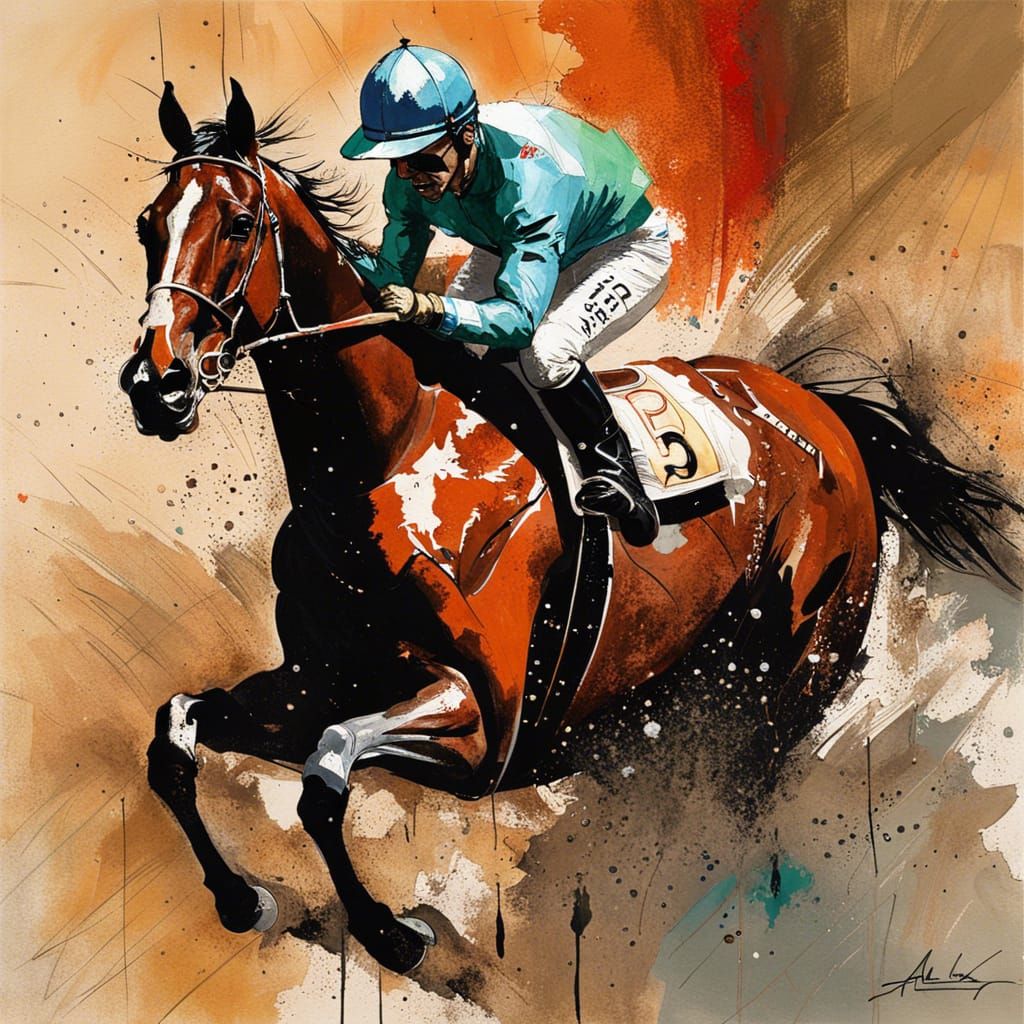 Kentucky Derby Race Horse Splash Art