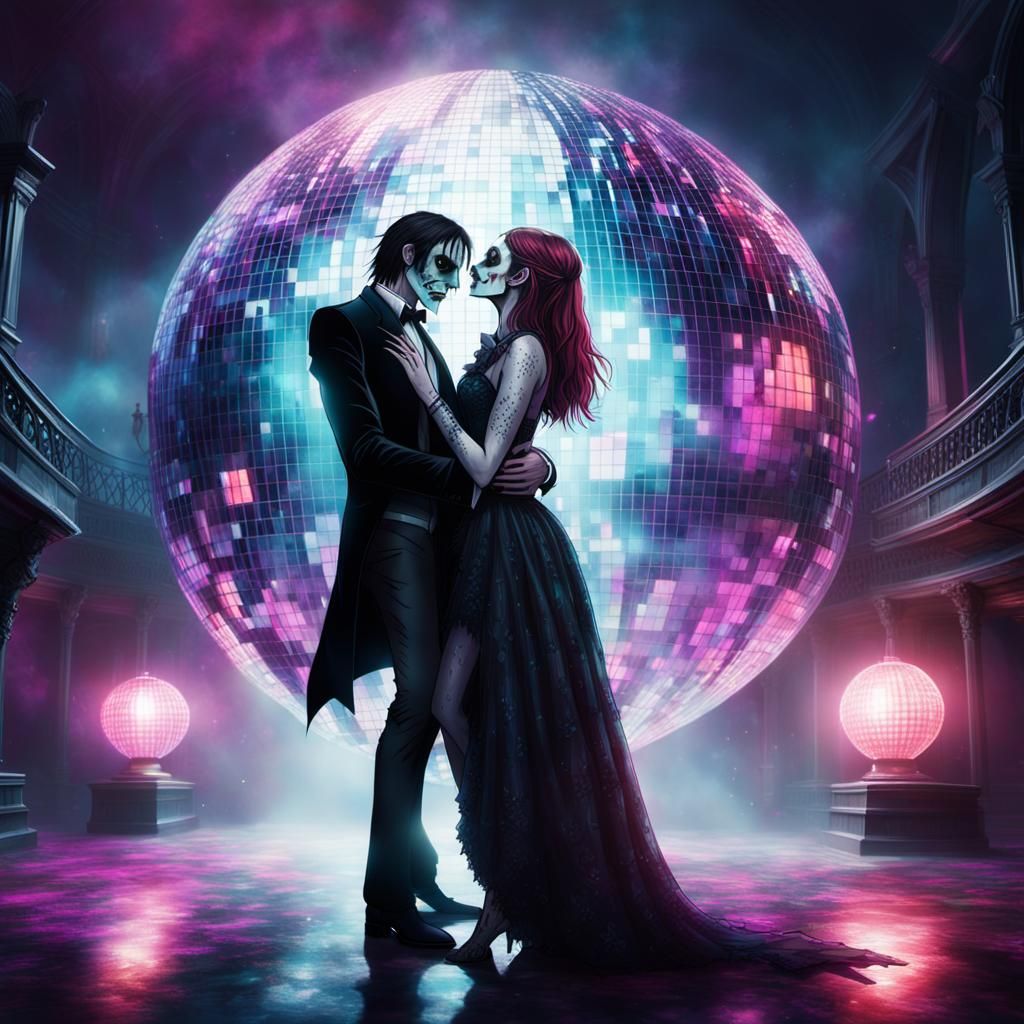 Vampire and Zombie Dance in Dark Fantasy Style