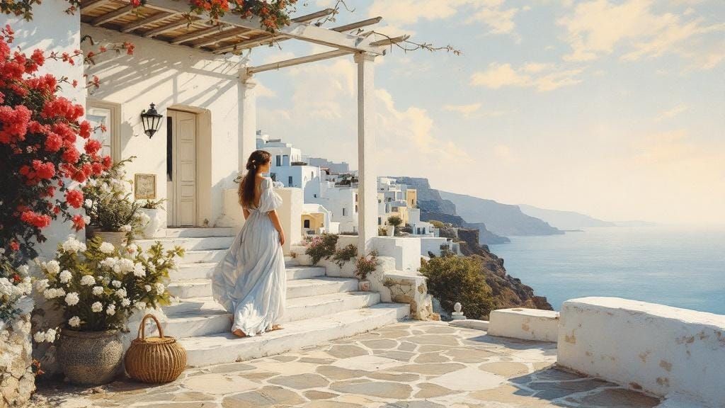 Greek Village Promenade in Sorolla and Godward Style