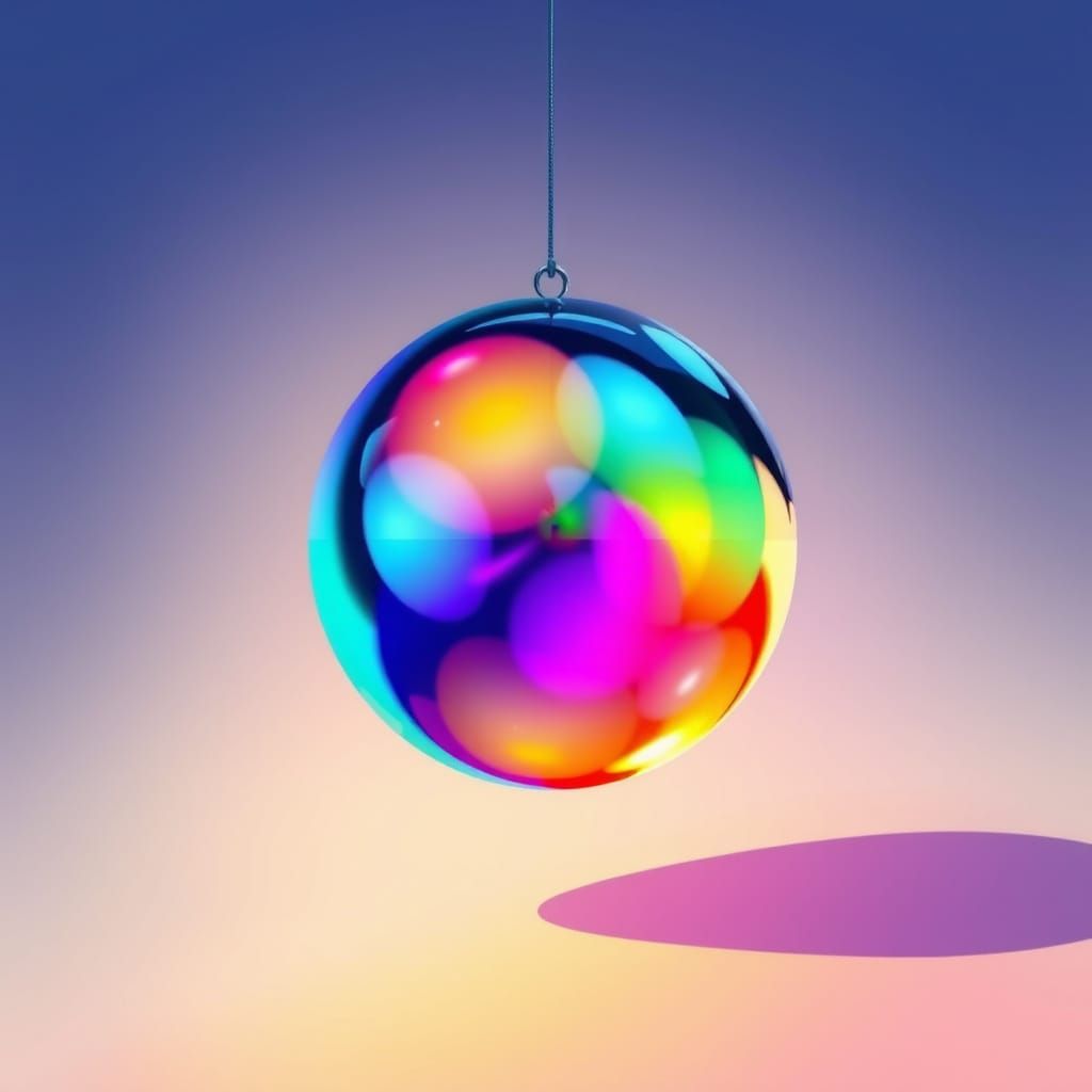 Glowing Metallic Orb in Mid-Air