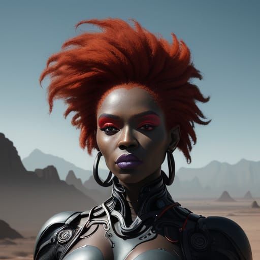 Futuristic Woman on Alien Planet as Oil Painting