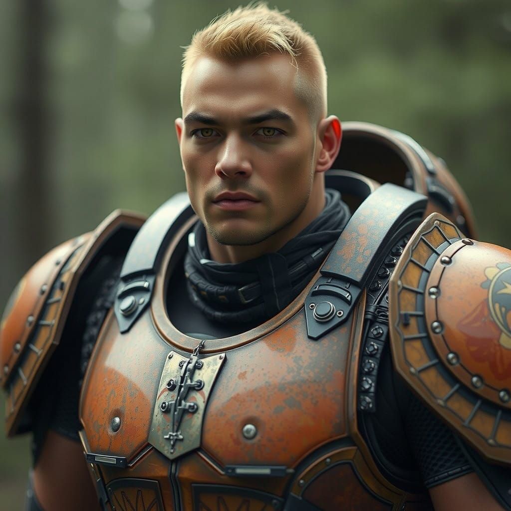 Futuristic Warrior in Biomechanical Armor